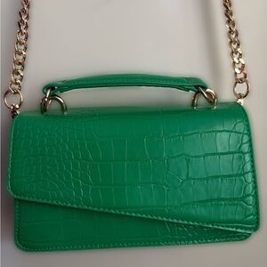 Green Crocodile-Embossed Women's Bag